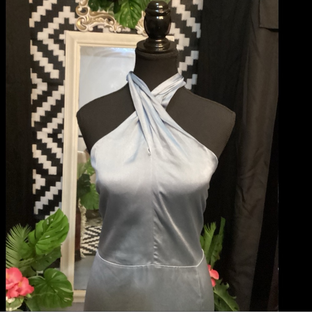 Sophisticated Silver Halter Maxi Dress Plus Size 2X - Picture 5 of 10